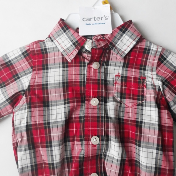 Carters 2pc Plaid & Denim Outifit for Newborns - Picture 2 of 4